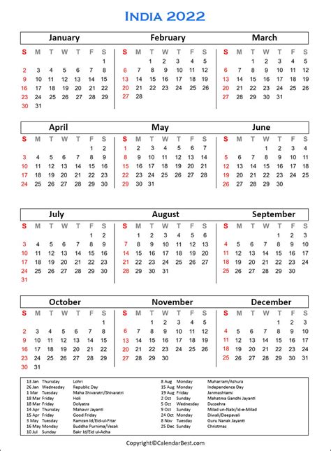 List 2022 Calendar With Indian Holidays Latest News Update