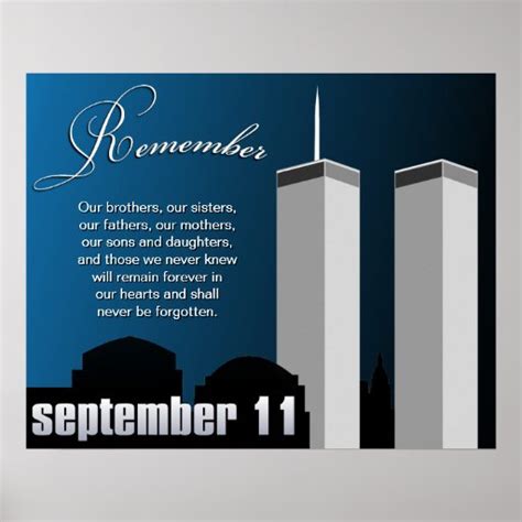 911 September 11th Wtc Remembrance Poster
