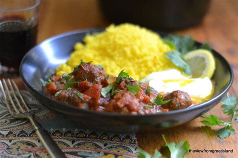 Meatball Tomato And Egg Tagine With Lemon Saffron Couscous The View