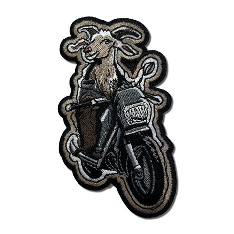 Embroidered Goat Biker Iron On Sew On Patch Patchers