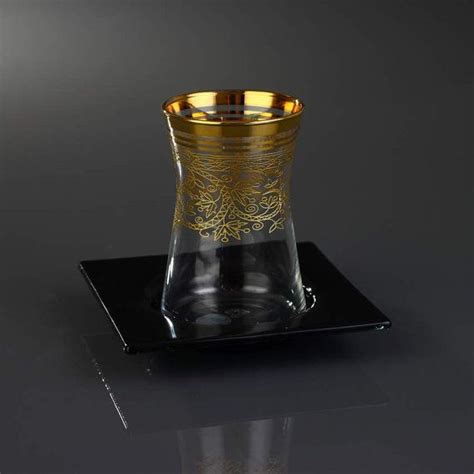Total Pcs Traditional Gold Plated Baroq Turkish Tea Cup Glasses