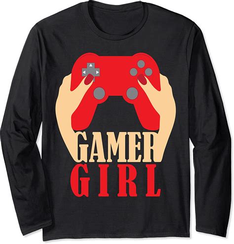 Cute Gamer Girl Video Games Long Sleeve T Shirt Uk Fashion