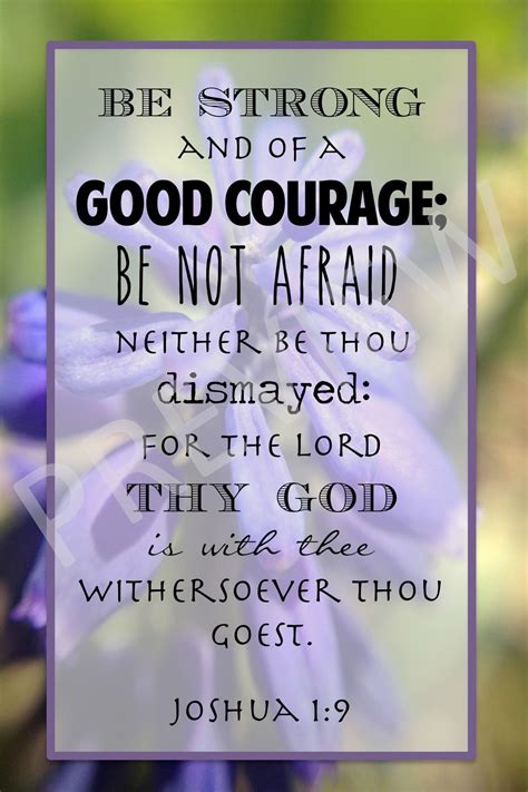 Scripture Joshua Be Strong And Of Good Courage Be Not Etsy