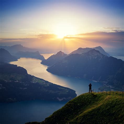Lake Lucerne Wallpaper 4k Landscape Mountains Sunset
