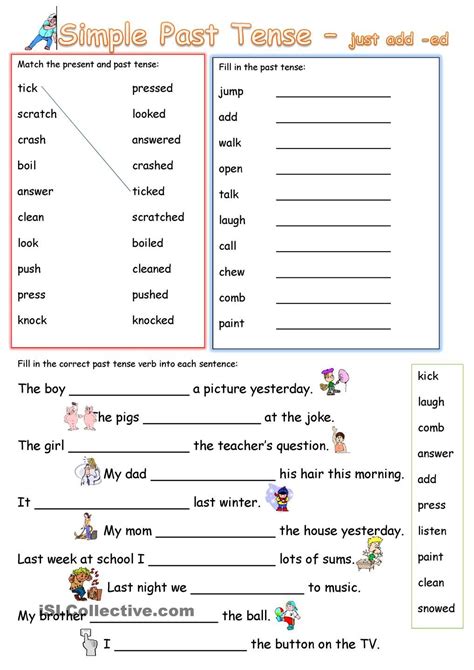 Simple Past Tense Regular Verbs Examples Mathilde Malik S English Worksheets
