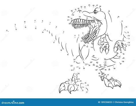 Conectar Unir Puntos Al Rompecabezas De Los Dinosaurios Punto T Rex Ilustración del Vector