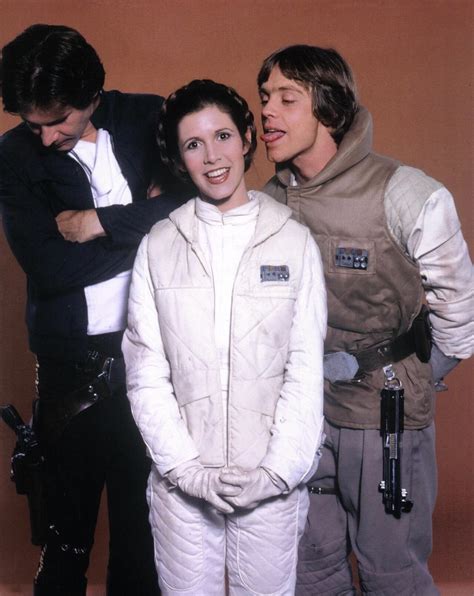 Harrison Ford Carrie Fisher And Mark Hamill 1980 Rstarwarscantina