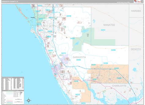 Sarasota County Fl Wall Map Premium Style By Marketmaps Mapsales