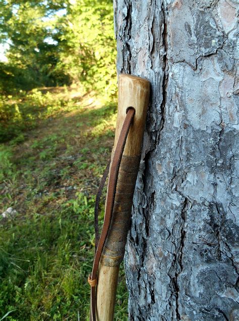 Natural Wood Walking Stick With Bark Wrap Nature Hike Hiking Etsy