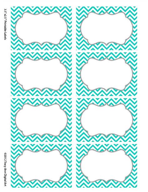 Turquoise Chevron Labels Print Your Own Labels 5 Versions