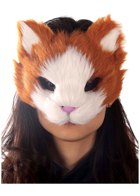 Orange Kitty Cat Furry Face Mask Animal Masks