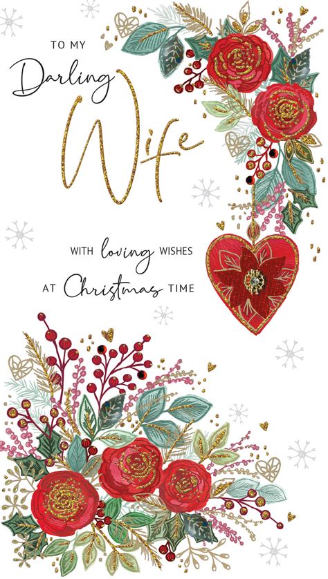 To My Darling Wife Embellished Christmas Card Hand Finished Cards