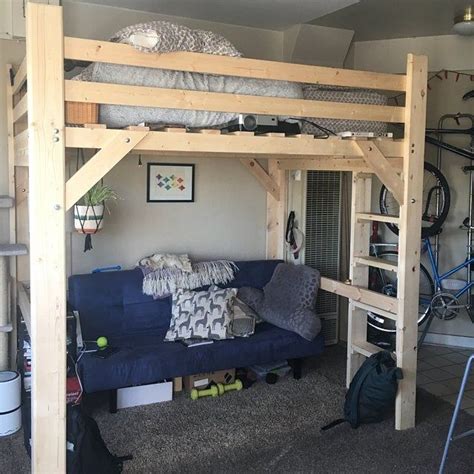 Utilizing a smaller mattress than queen sized will allow for additional room for a clock, books, toys King / Queen Loft Bed Project Kit w/ Ladder | Queen loft ...