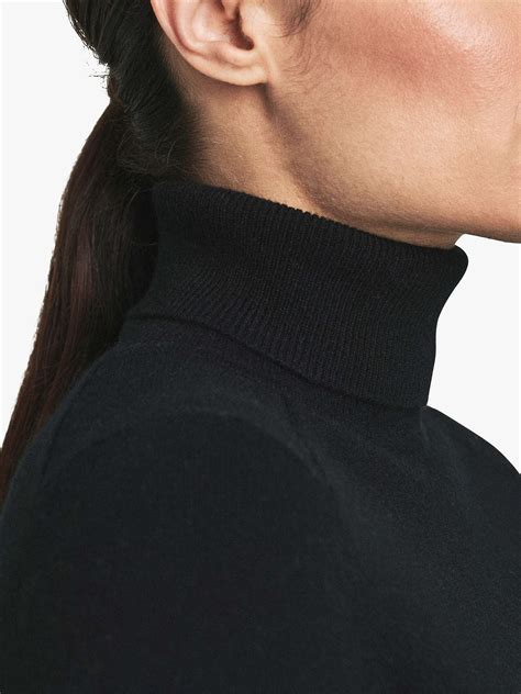 Pure Collection Cashmere Polo Neck Sweater Black At John Lewis And Partners