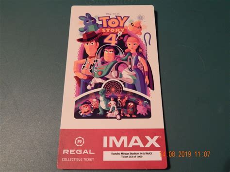 Toy Story 4 Imax Regal Movie Collector Ticket Disney Pixar Free Mini