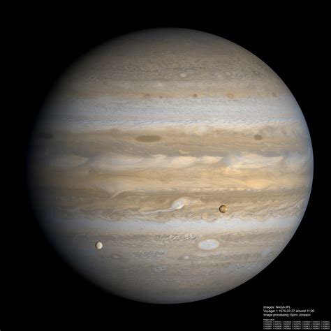 High Resolution Voyager 1 View Of Jupiter With Io And Europa The
