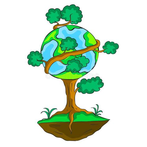 Earth Day Design Tree World Stock Vector Illustration Of Cute