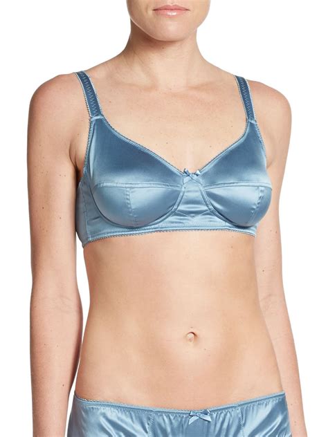 Dolce And Gabbana Scalloped Satin Bra In Blue Lyst