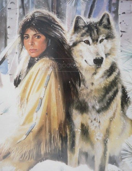 Maija Silent Partners Signed And Framed Print Native American Wolf