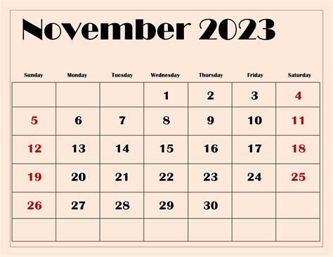 Free November 2023 Calendar Printable Pdf With Holidays Templates