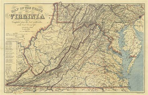 Map Of Virginia Civil War Era 1863 Greeting Card By Sailor Keddy