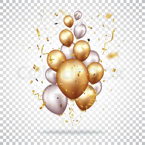 Celebration Banner With Gold Confetti And Balloons Stock Vector