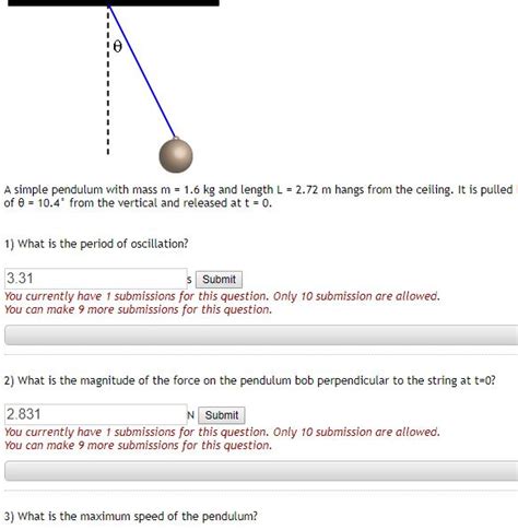 Solved A Simple Pendulum With Mass M Kg And Length L Chegg Com