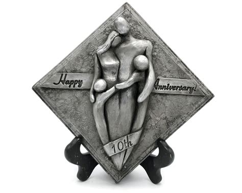 Tin wedding anniversary gifts for her. Happy 10th Anniversary Aluminum Plaque Tin Anniversary ...