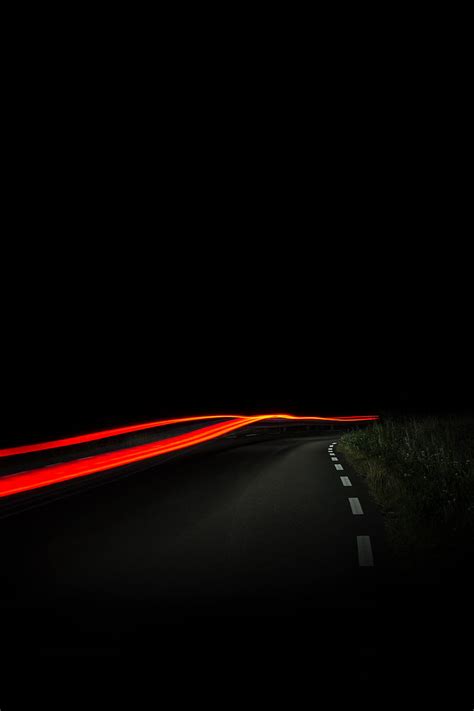 Road Night Dark Line Light Long Exposure Hd Phone Wallpaper Peakpx