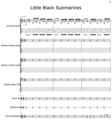 little black submarines sheet music for acoustic guitar electric guitar electric bass drum
