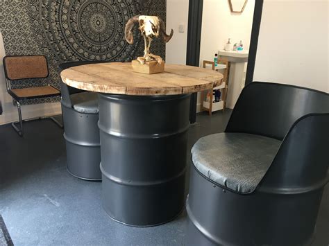 Oil Drum Seat Oil Drum Table Oil Drum Furniture Recycled Oil Drums Oil Drum Ideas Garage