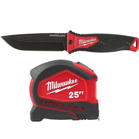 Milwaukee 5 In Hardline Aus 8 Steel Fixed Blade Knife With 25 Ft