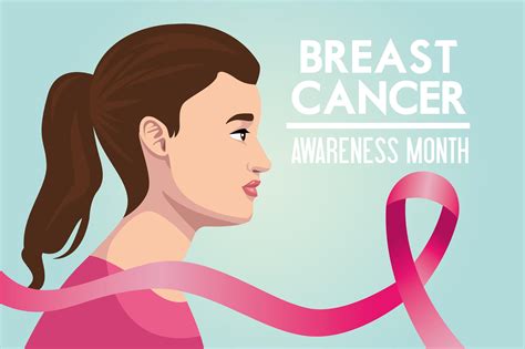 breast cancer awareness month campaign poster with woman and ribbon 2524115 vector art at vecteezy