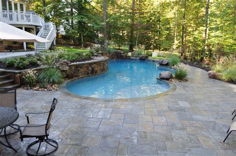 Custom Freeform Pool With Natural Stone Pool Decking Annapolis Md