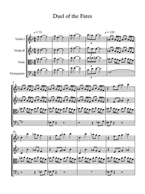 Duel Of The Fates String Quartet Partitura Completa Instruments à