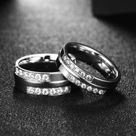 Titanium Steel Jewelry Fashion Lovers Wedding T Zircon Couple Rings