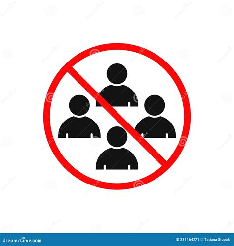 No Crowd Sign Social Distancing Icon Prohibition Sign For Quarantine