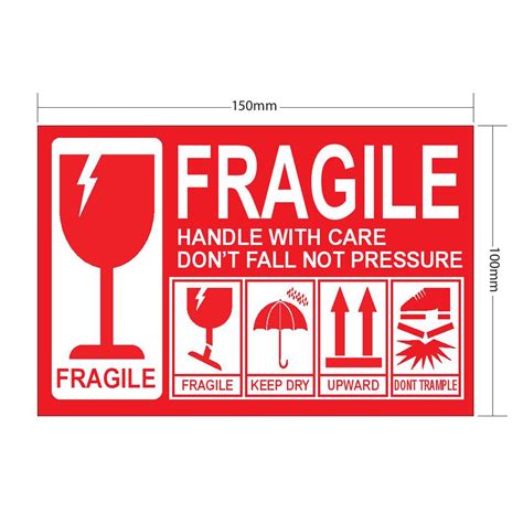 Ready Stock Large Size Fragile Sticker 150 Mm W X 100 Mm H X