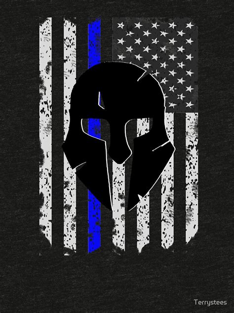 Thin Blue Line Spartan Warrior T Shirt By Terrystees Redbubble