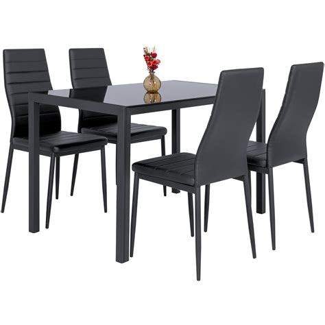 Place the seat cushions back down and an additional cushion over the top of the dinette table. 5 Piece Kitchen Dining Table Set W Glass Top And 4 Leather ...