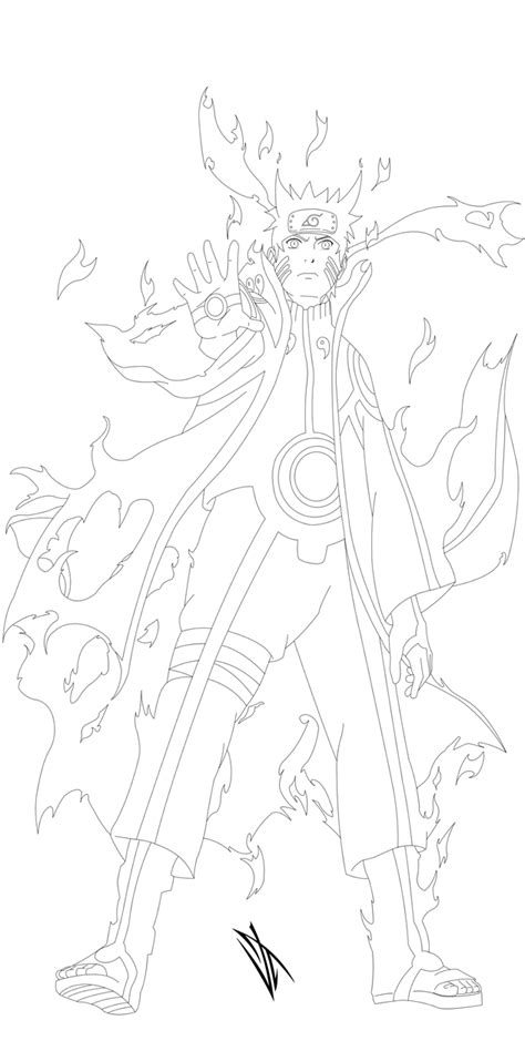 Naruto Sage Of Six Paths Mode Lineart By Johnny Wolf On Deviantart
