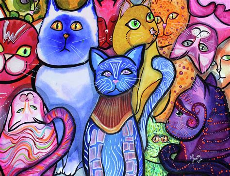 Colorful Cats 9 Painting By Jem Pavia