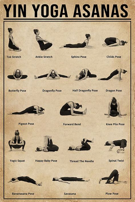 Yin Yoga Asanas Poster Yoga Poster Yoga Posen Poster Etsy De