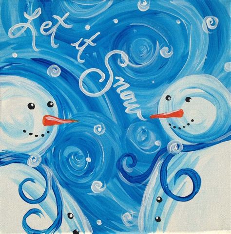 Snowman Paintings On Canvas Seasonal Party Arty Paint Parties Cuadros