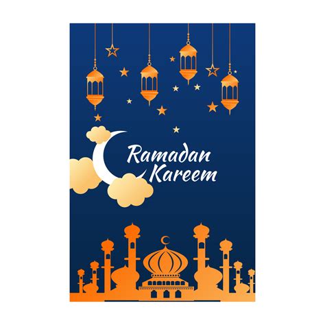 Flyer Ramadan Kareem Avec Mosquée Orange Et Lanternes 834945 Art