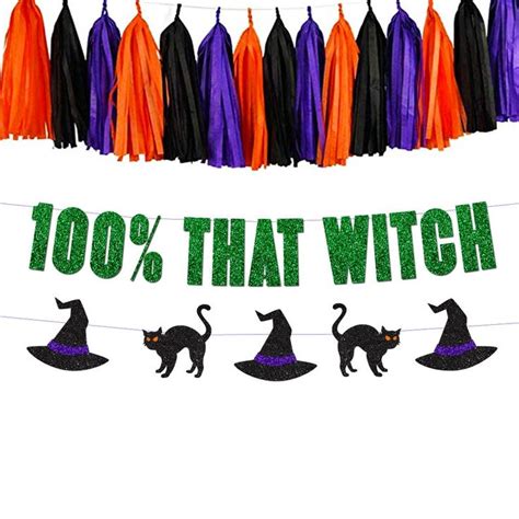 100 That Witch Halloween Party Banner Halloween Decor 100 Etsy