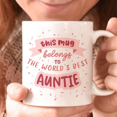 World S Best Auntie Mug Aunt Gift Cousin Pink Present Etsy