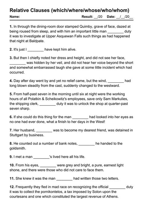 Printable Relative Clauses Pdf Worksheets With Answers Grammarism