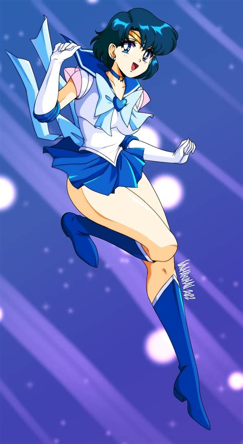 Mizuno Ami Sailor Mercury And Super Sailor Mercury Bishoujo Senshi Sailor Moon Drawn By