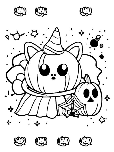 Kawaii Halloween Coloring Page · Creative Fabrica